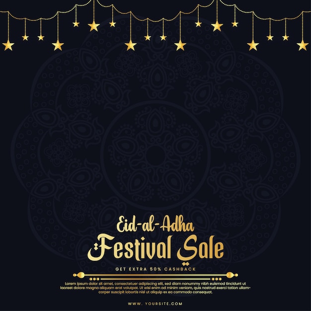 Eid al adha sale post design with product space background mandala art