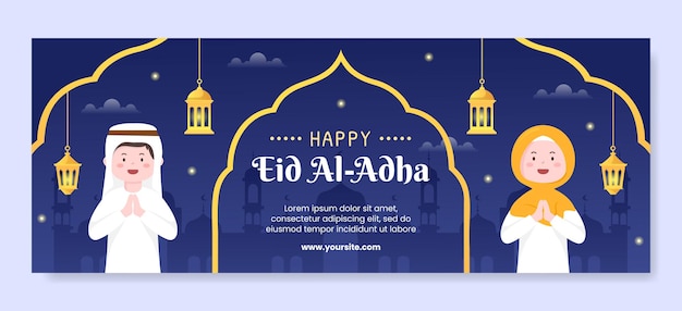 Eid al Adha Template Social Media Flat Background Illustration