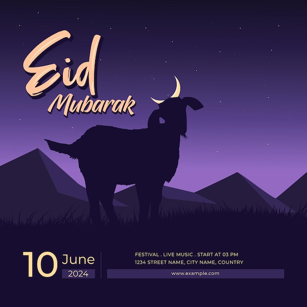 Eid Al Adha with Goat Social Media Party Template Vector Design