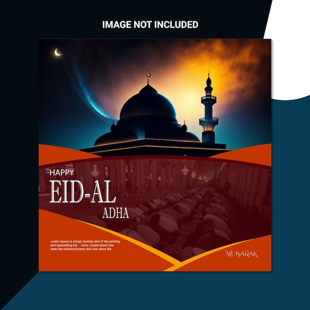 Vector eid al adha with mosque banner template