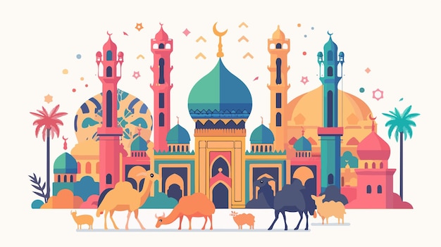 Vector eid aladha muslim holiday celebration design