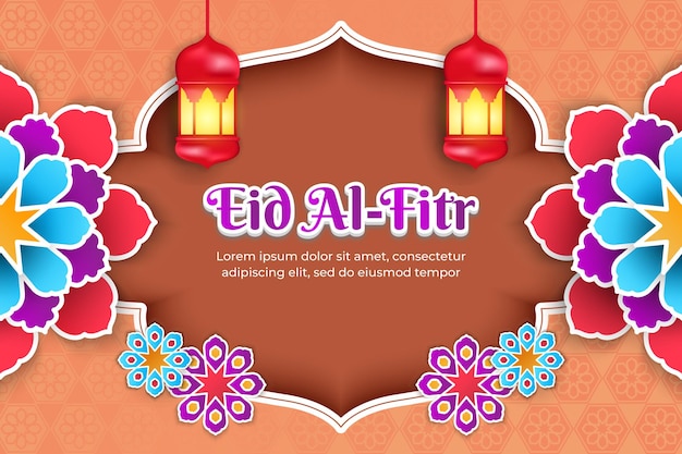 Eid alfitr background with islamic mandala and lantern