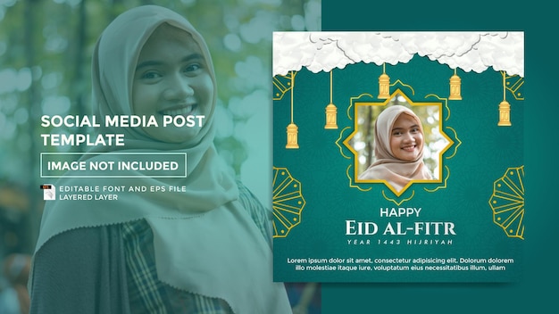 Eid alFitr greeting theme social media post template