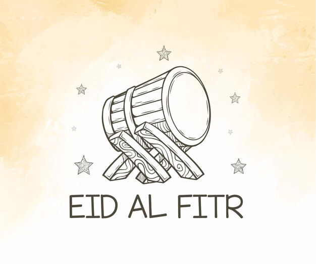 Vector eid alfitr kareem ramadan sketch card background