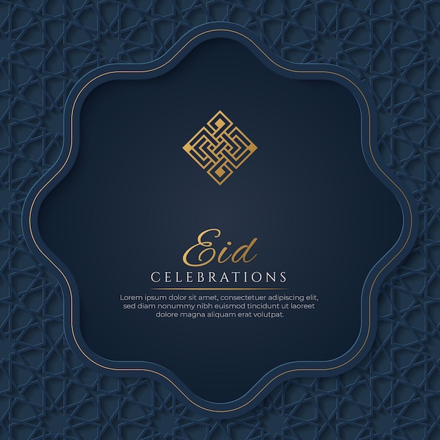 Eid Celebrations Arabic Luxury Background with Islamic Pattern and Decorative Ornament