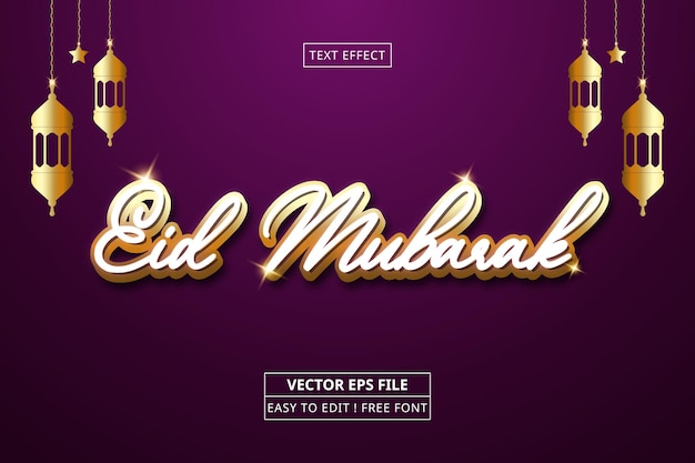 Eid Mubarak 3d Editable Text Effect Style Eps