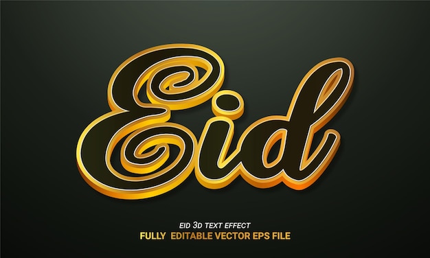 Eid Mubarak 3d realistic text effect