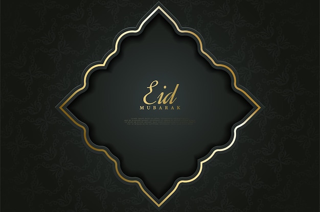 eid mubarak background with green rectangular ornament