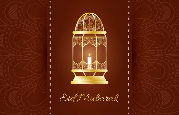 Vector eid mubarak celebration lantern golden