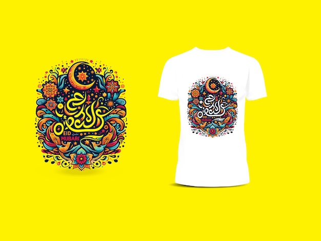 Eid Mubarak Crescent arabic calligraphy vector Classic TShirt