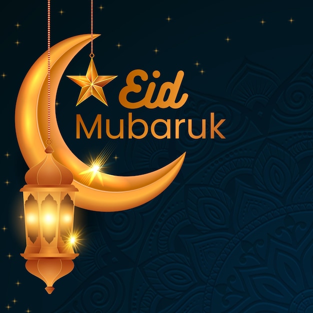 Eid mubarak and eid ulfitr luxury islamic greeting background