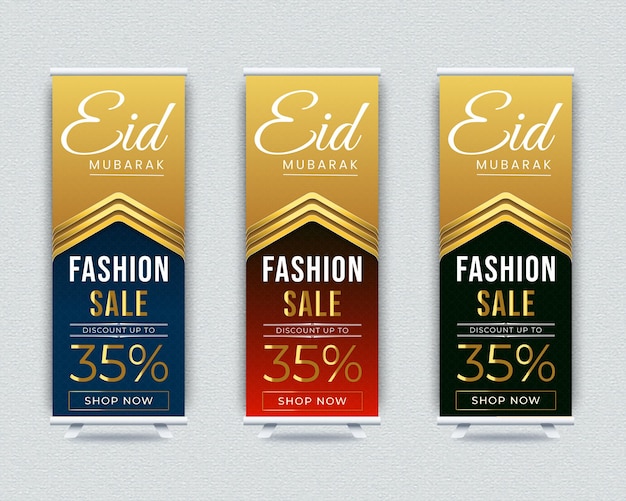 Eid Mubarak fashion sale roll up banner template design