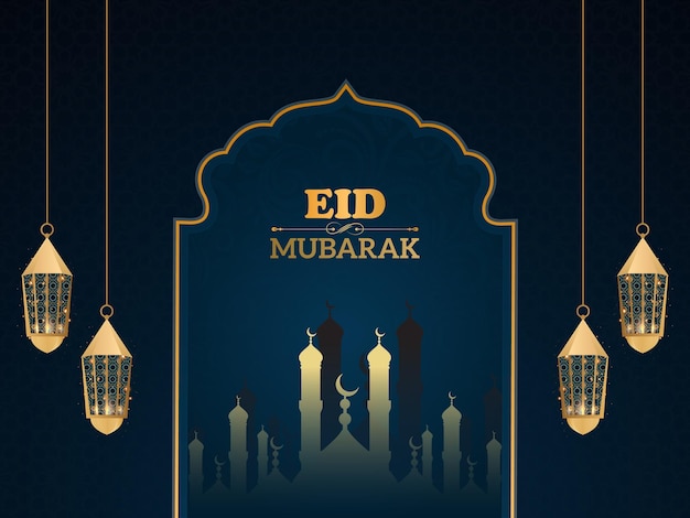 Eid mubarak festival Artistic religious background design vector Free Vector