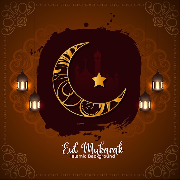 Eid Mubarak festival celebration Islamic greeting mosque background vector