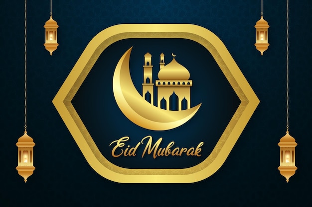 Eid mubarak festival golden elements decorative background