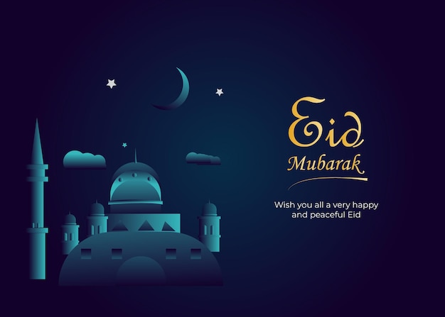 Eid Mubarak Festival Greeting illustration Background social media Template