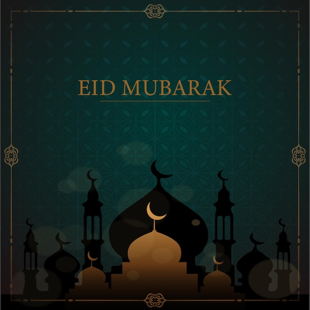 Eid Mubarak Green Background Vector Design