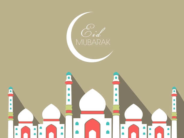 Eid Mubarak greeting card for the celebration of Muslim community festival