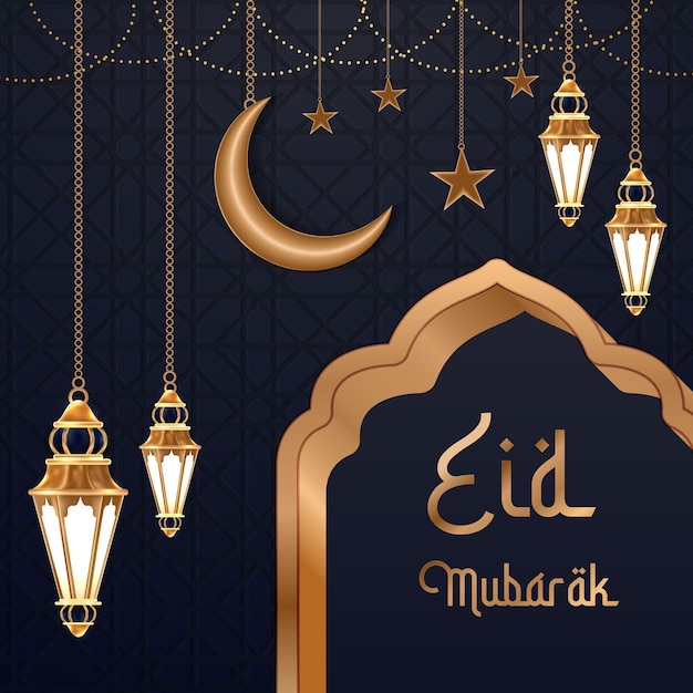 Eid Mubarak Greeting Square Banner And Social Media Post