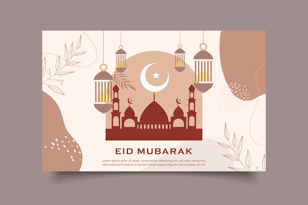 eid mubarak gretting card templates in boho flat design