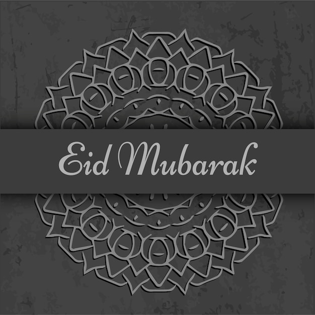 Eid Mubarak islamic background grey paper art