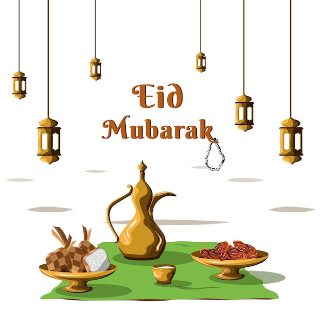 Eid Mubarak Islamic Illustration Vector