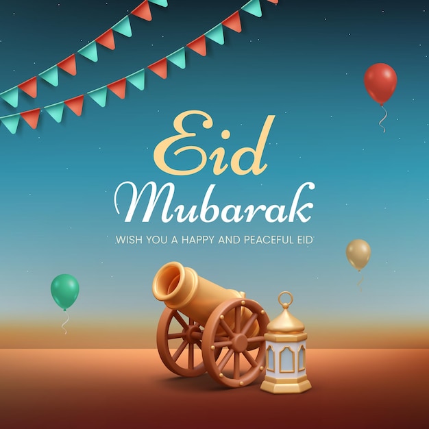 Eid Mubarak Islamic post social media greeting card background template