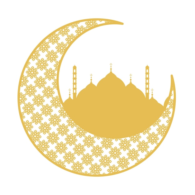 Eid mubarak moon and mosque beautiful ornament