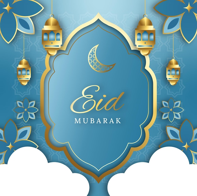 Eid mubarak paper style instagram post square background template