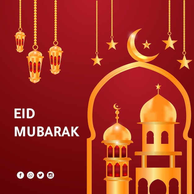 Eid Mubarak Social Banner background design Premium Vector