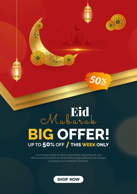 Vector eid mubarak social media big sale poster or banner vector illustration