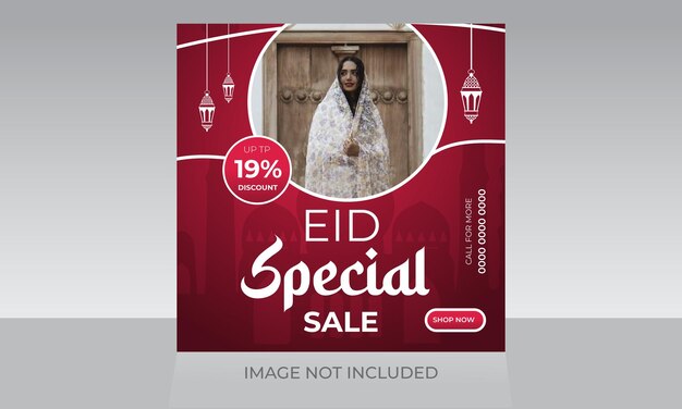 Vector eid mubarak special big sale social media post eid fashion square flyer web banner design template