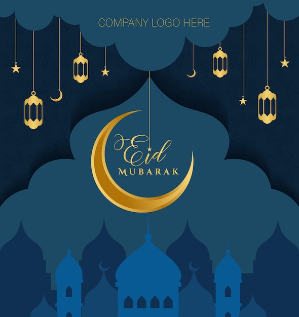 Eid Mubarak template vector design. Eid mubarak Islamic greeting card , poster, banner design.