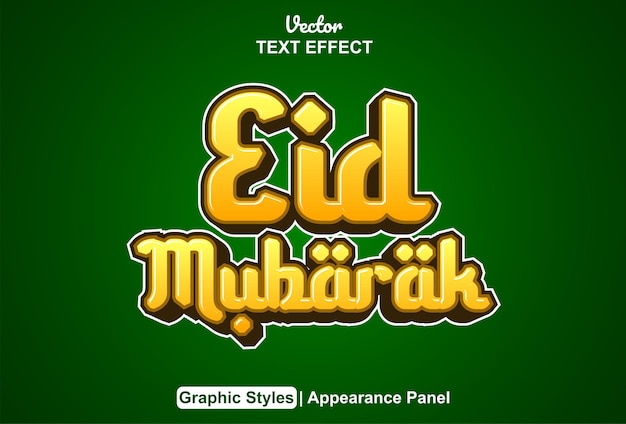 Eid mubarak text effect with graphic style and editable