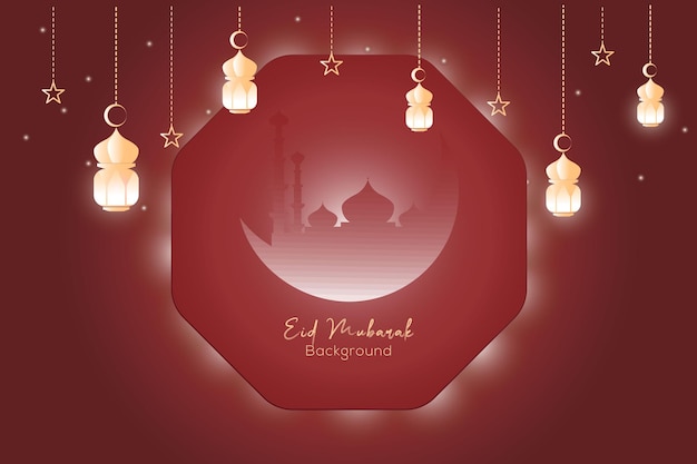 Eid Mubarak Unique Background Design With Mosque