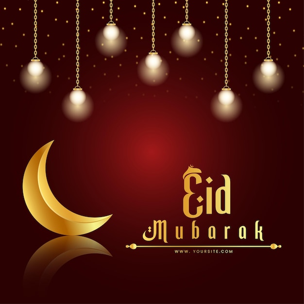 Eid mubarak with bulb design background gradient vector file