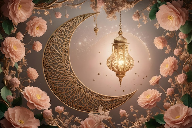 Eid mubarak with crescent moon and mosque concept vector Eid mubarak design background