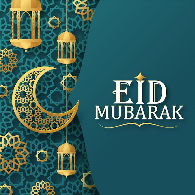 Eid mubarak with text and color background