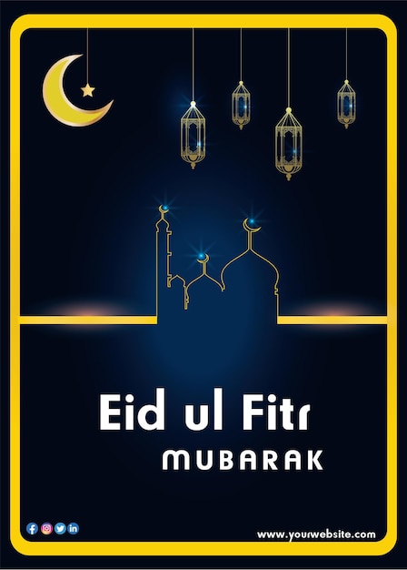 Eid Mubarik Eid ul fitr instagram facebook story template Dark Blue