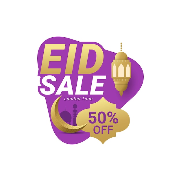 Eid sale label banner sticker badge template design promotion