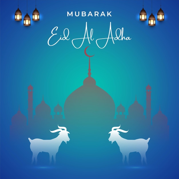 Eid ul Adha banner Unique Design Mosque and Goat