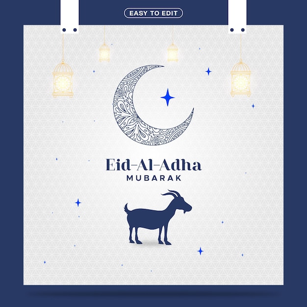 EidAlAdha Mubarak social media post template design