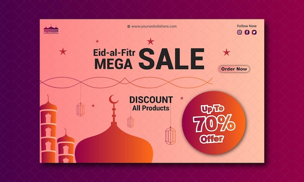 EidulFitr Celebrate arrangement and EidMubarak banner design template