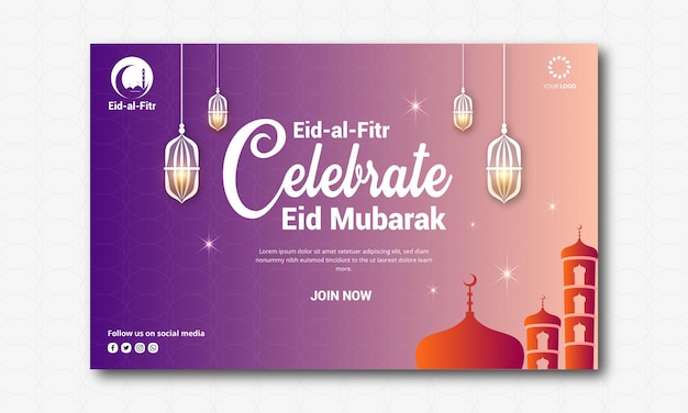 EidulFitr Celebrate arrangement and EidMubarak banner design template