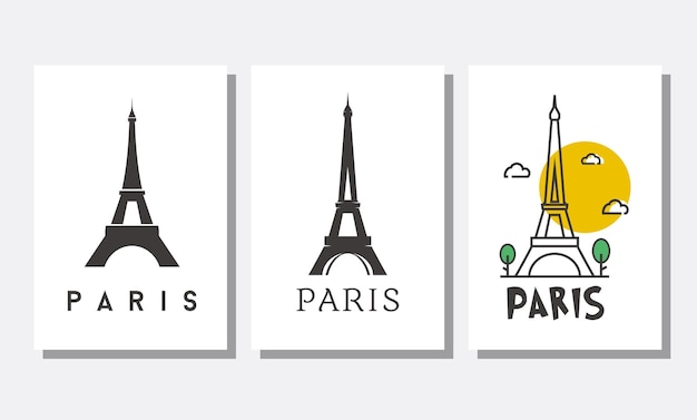 Eiffel Paris Tower Black Silhouette Logo Vector Icon Illustration