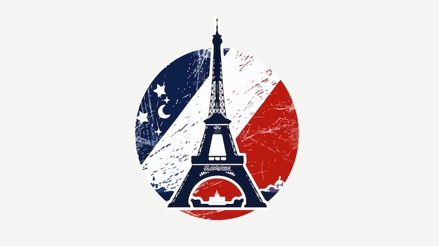 Vector eiffel tower in circle with france flag logo design