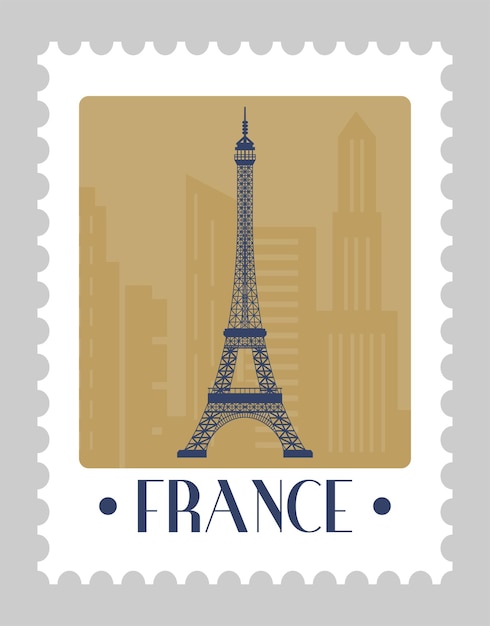 Eiffel tower in france postcard or postmarks