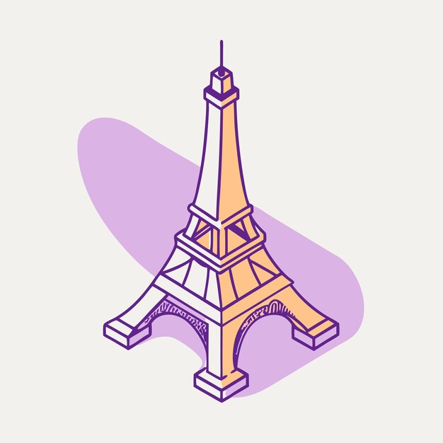 Eiffel tower isometric vector icon illustration 10