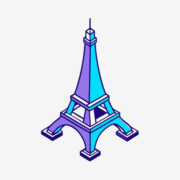 Eiffel tower isometric vector icon illustration 14