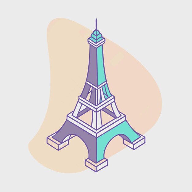 Vector eiffel tower isometric vector icon illustration 9